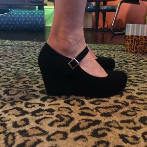 Suede Mary Jane Wedges